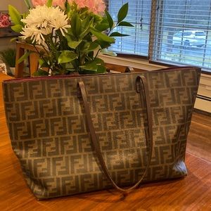 FENDI large Zucca tote bag - brown with plum interior